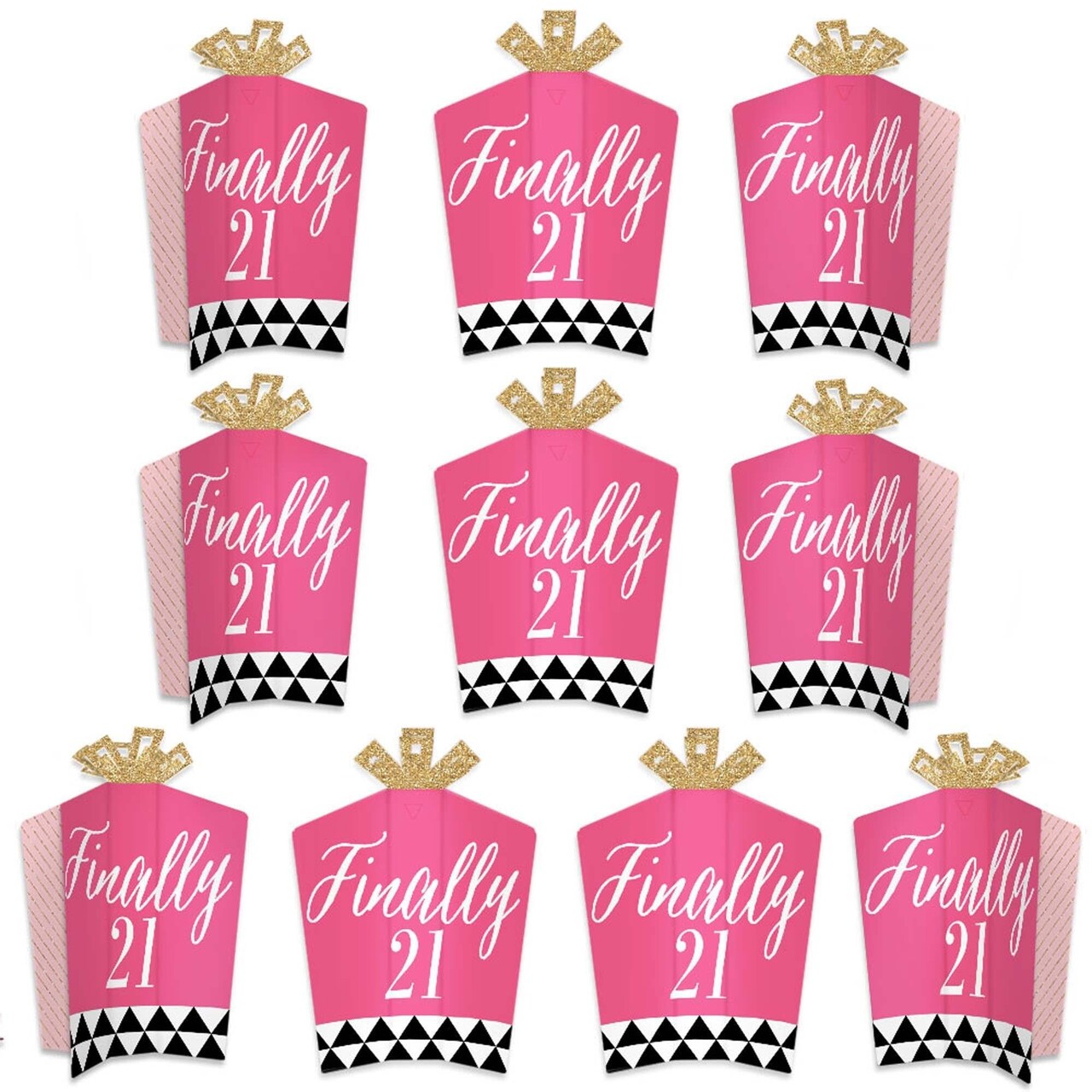Big Dot of Happiness Finally 21 Girl - Table Decorations - 21st Birthday Party Fold and Flare Centerpieces - 10 Count